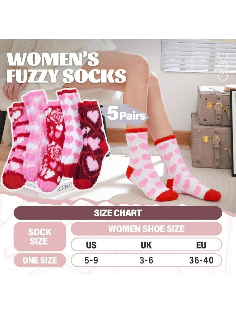 Cozy Fuzzy Winter Socks for Women | Soft Plush Fleece, Thick & Warm, 5 Pairs